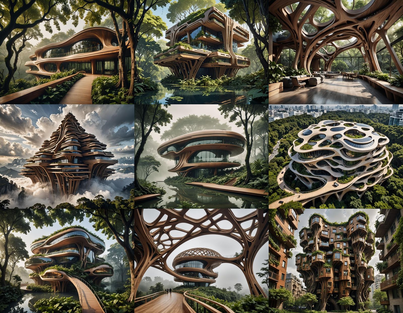 Monotone Pencil Drawing of Floating Wooden Building