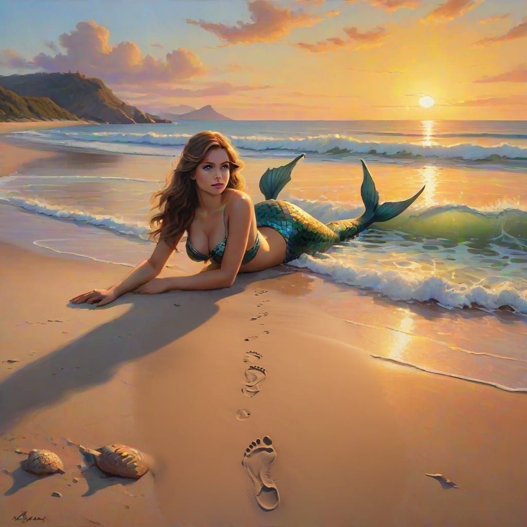 Enormous Footprints in the Sand Close-Up