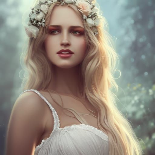 Glamorous Woman in Lace Dress: Hyperdetailed Portrait