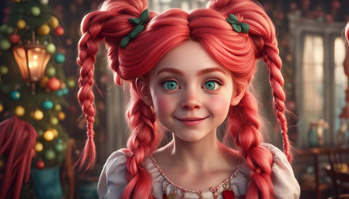 Whimsical Cindy Lou Who Hairstyle in Detailed Matte Painting