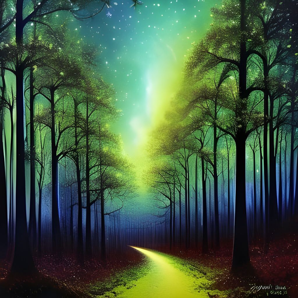 Starry Forest Landscape in Earle Style