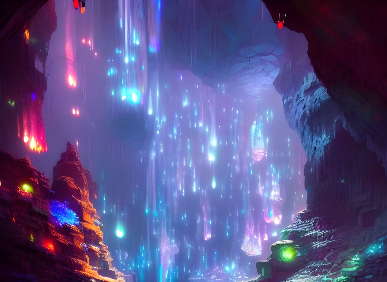 Colorful Crystal Cave Concept Art