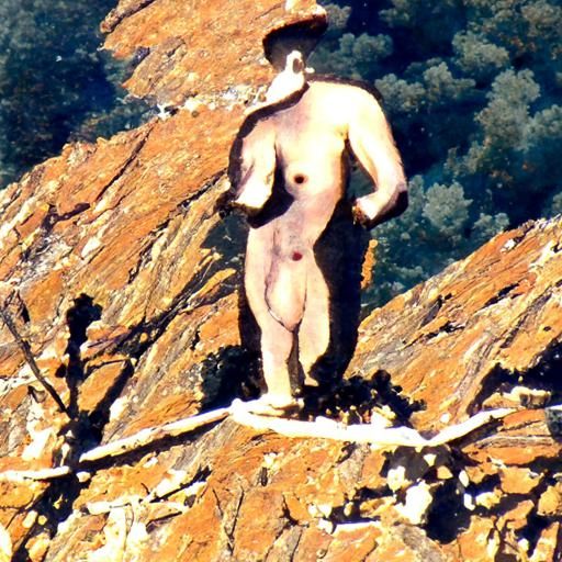 Nude Man Summiting Mountain Peak