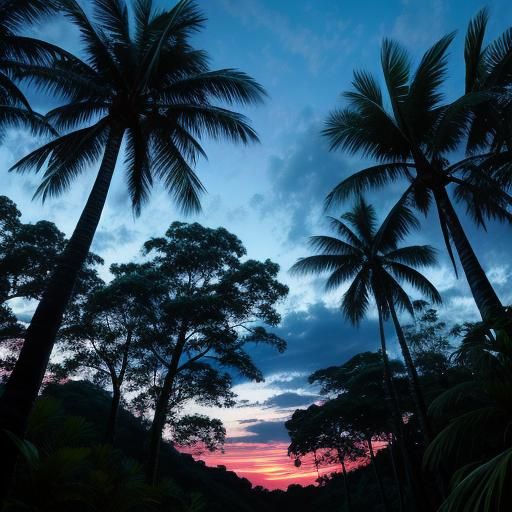 Tropical Forest at Dusk: A Magical Sky