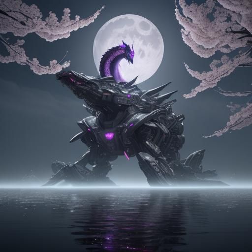 Bioluminescent Serpent Circling Frozen Lake in 4K