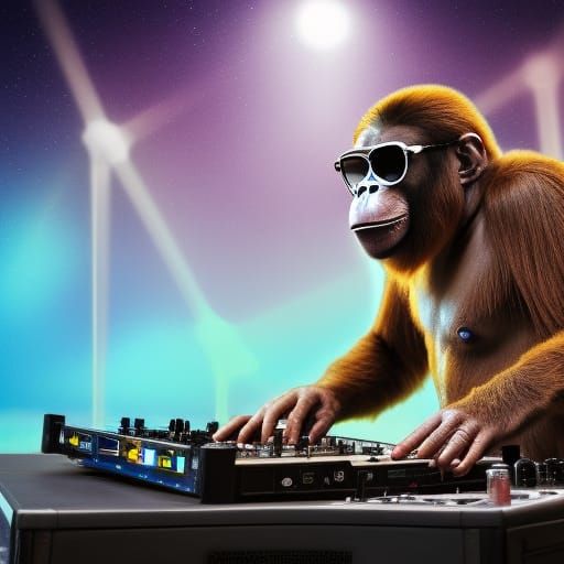 Ape DJ in Arabic Clothes, 8k Fantasy Art