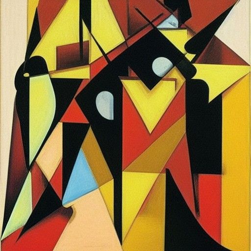 Abstract Cubist Pig-Man in Geometric Style