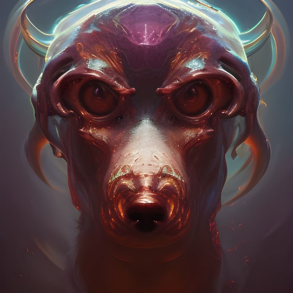 Demonic Eldritch Dog Portrait in Hyperdetailed Style