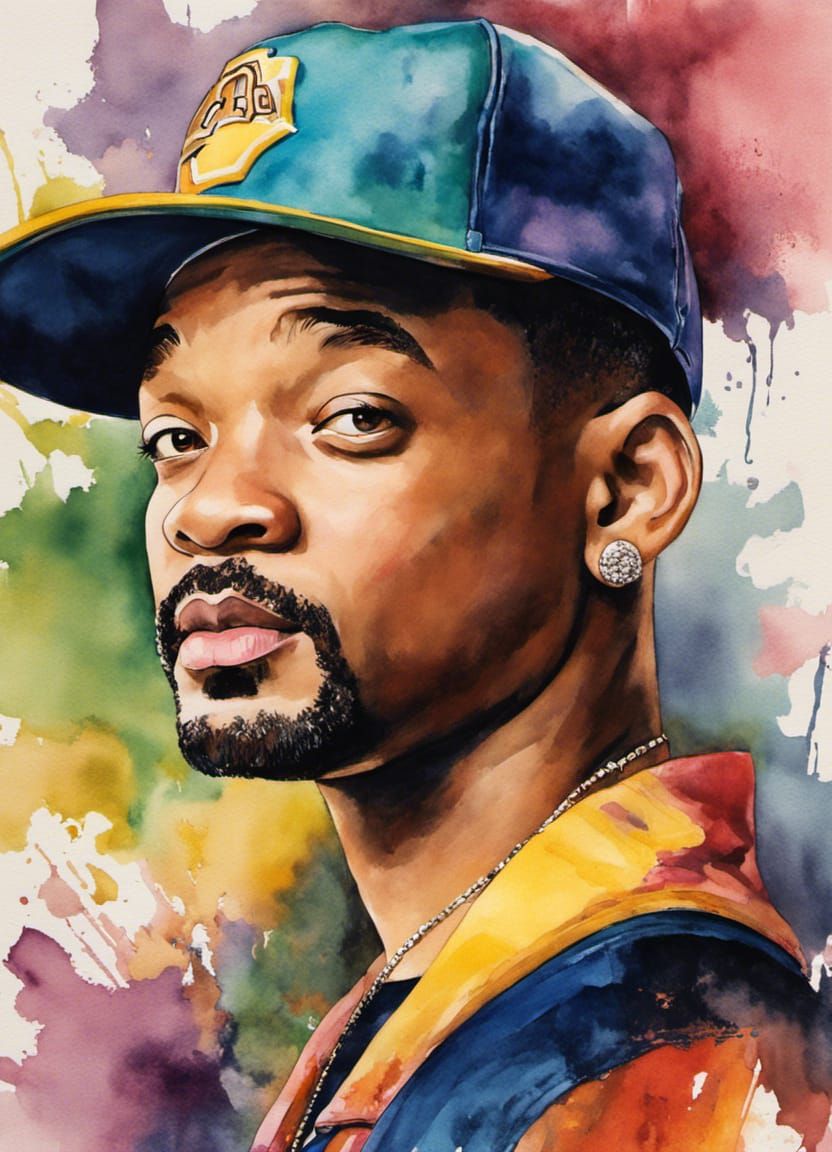 Fresh Prince Portrait in Watercolor Style