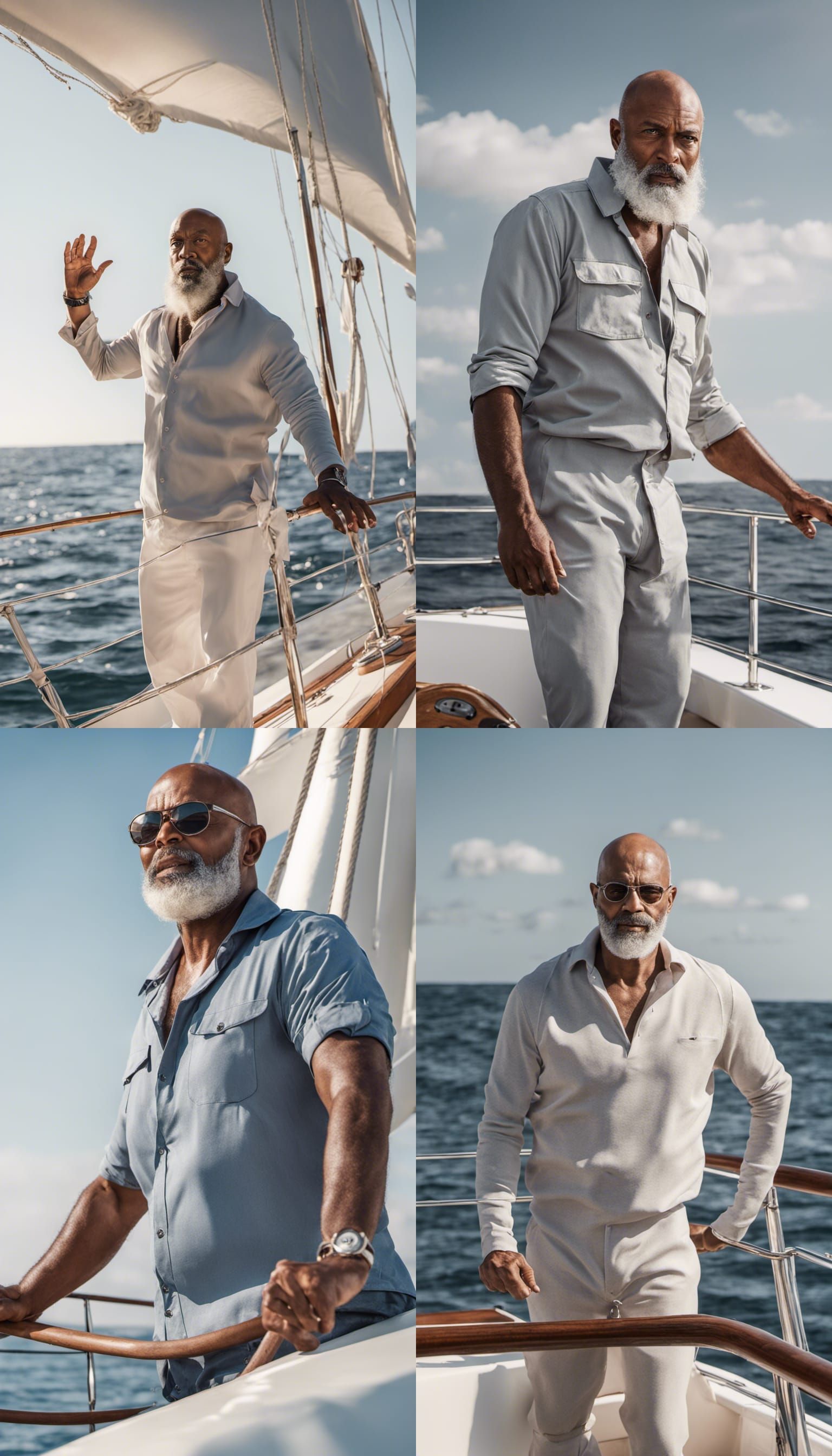 Man with Beard Posing on Yacht Deck