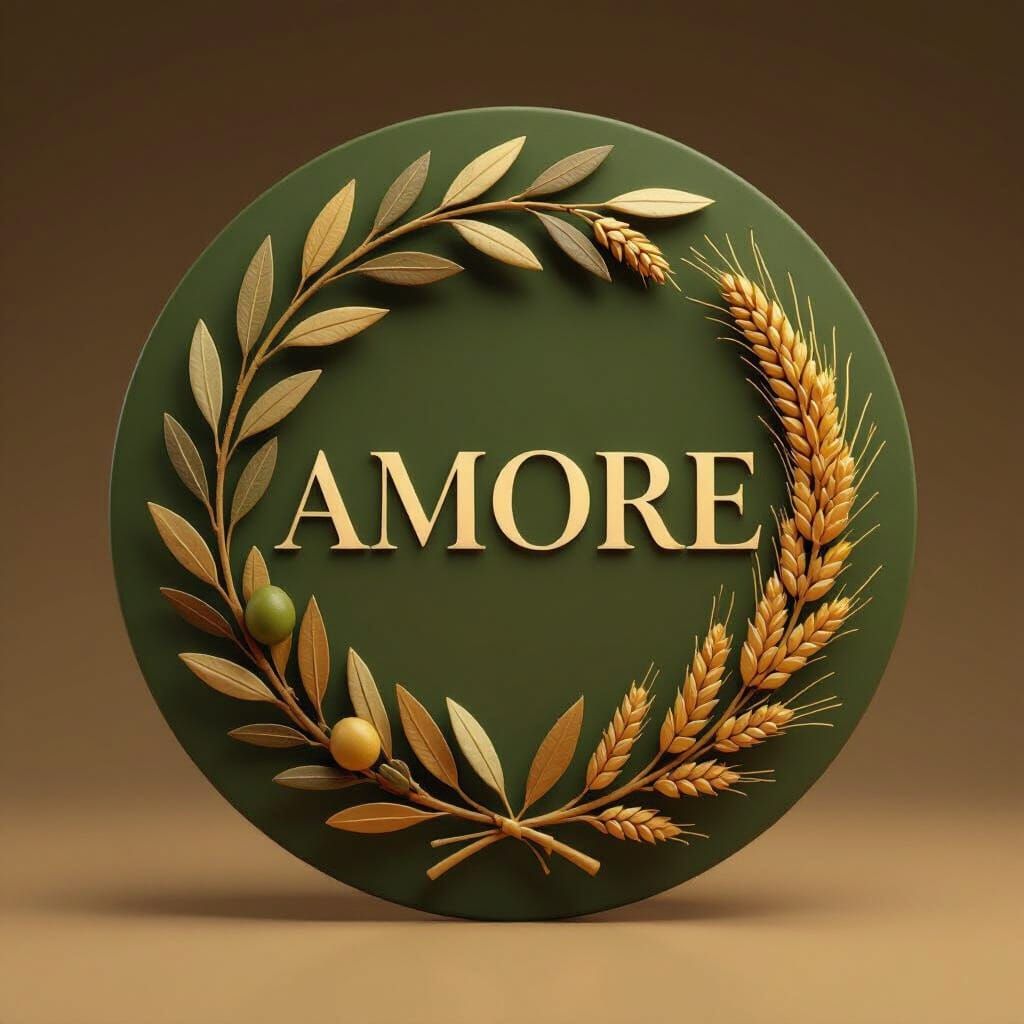 Amore Italian Restaurant Logo: Olive Branch & Wheat Design