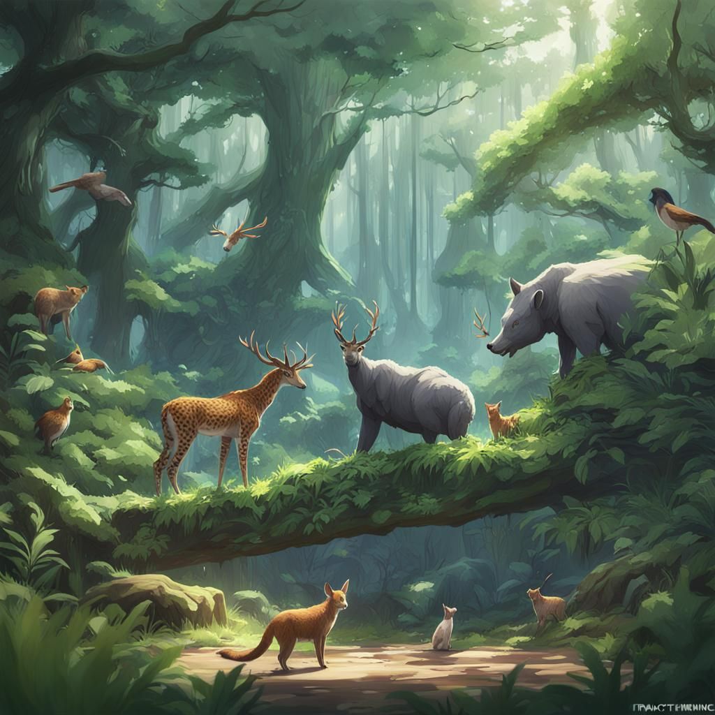 Lush Rainforest Animals in Detailed 3D Anime Art