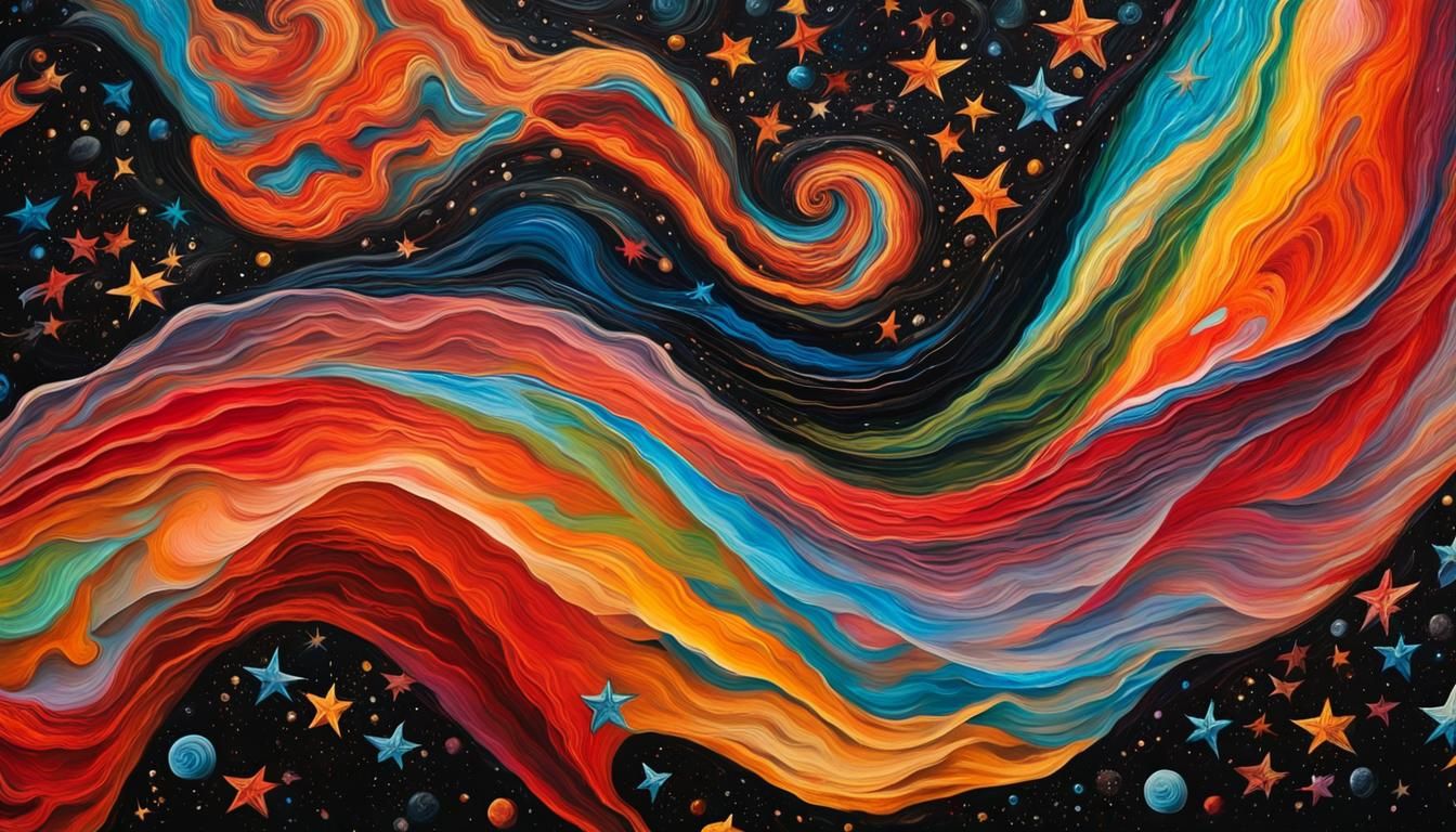 Vivid Celestial Stars in Impasto Oil Paint Style