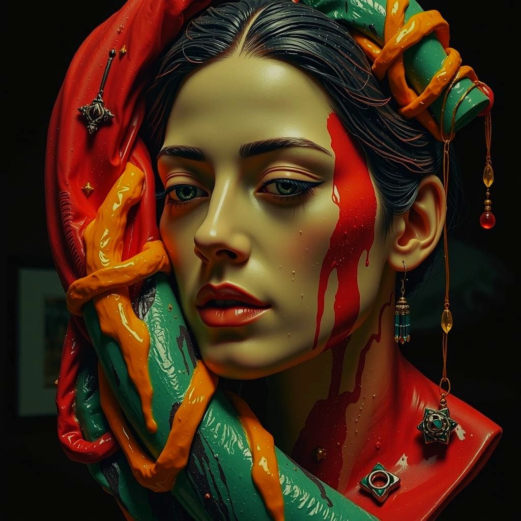 Hyperrealistic Sculpture Reflecting Life and Infinity