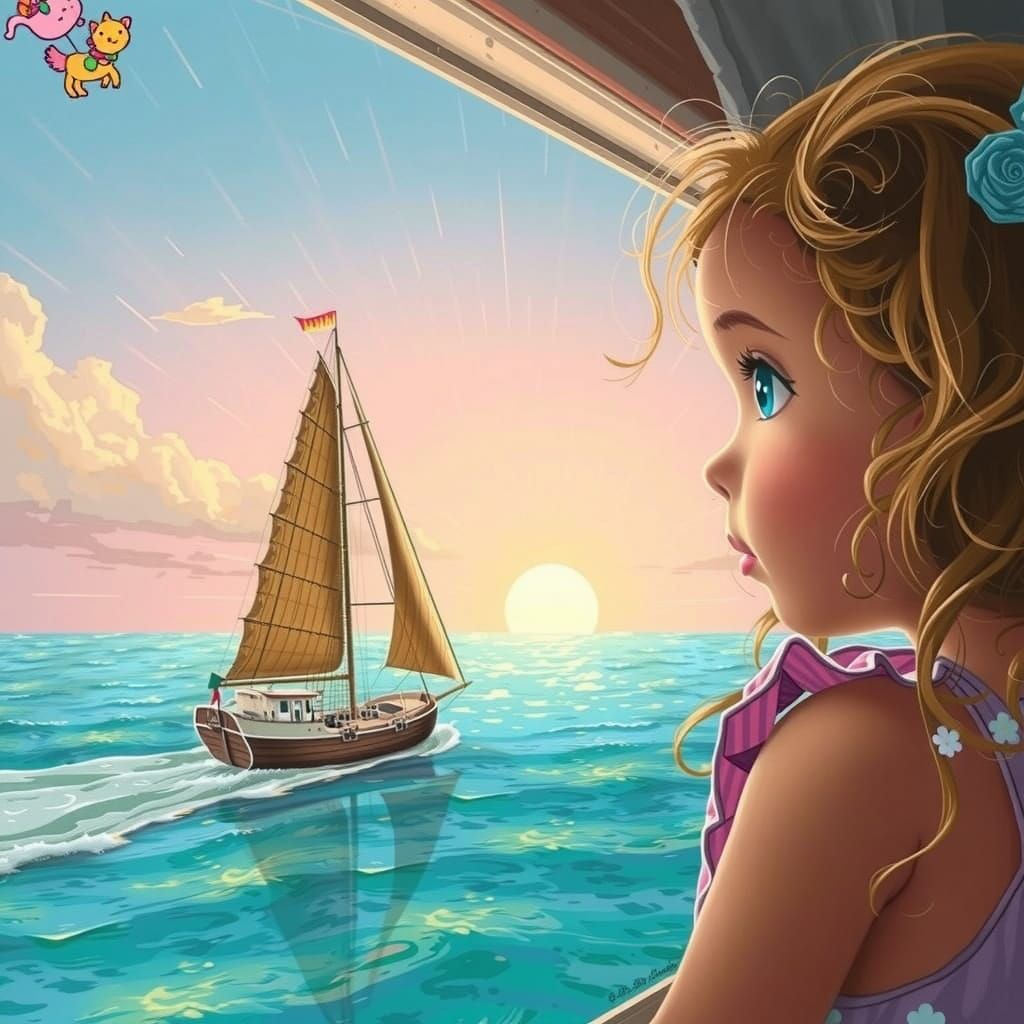 Majestic Sailing Ship Meets Whimsical Sunset in Dreamy Candy...