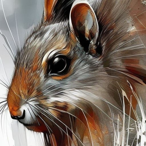 Detailed Squirrel Portrait in Cubist Digital Art