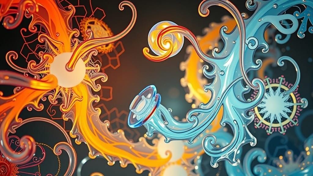 Vibrant Duotone Glass Sculpture in Textured, High-Detail Aes...