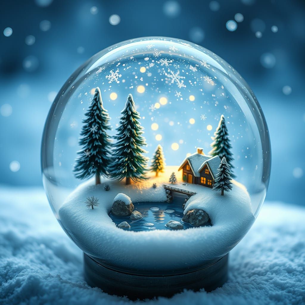 Whimsical Winter Scene in Glass Orb