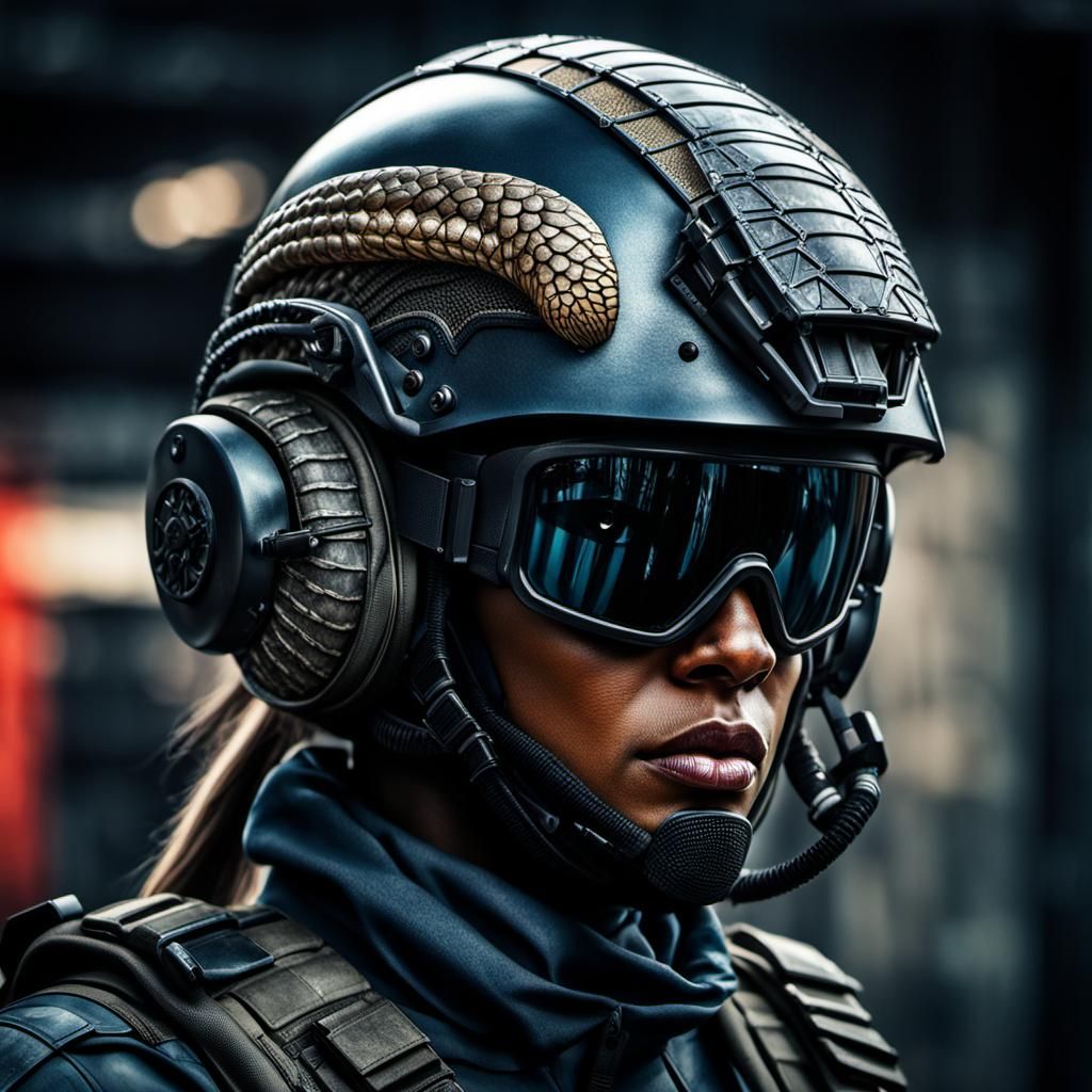 Hyperrealistic Cobra Soldier Portrait in HDR