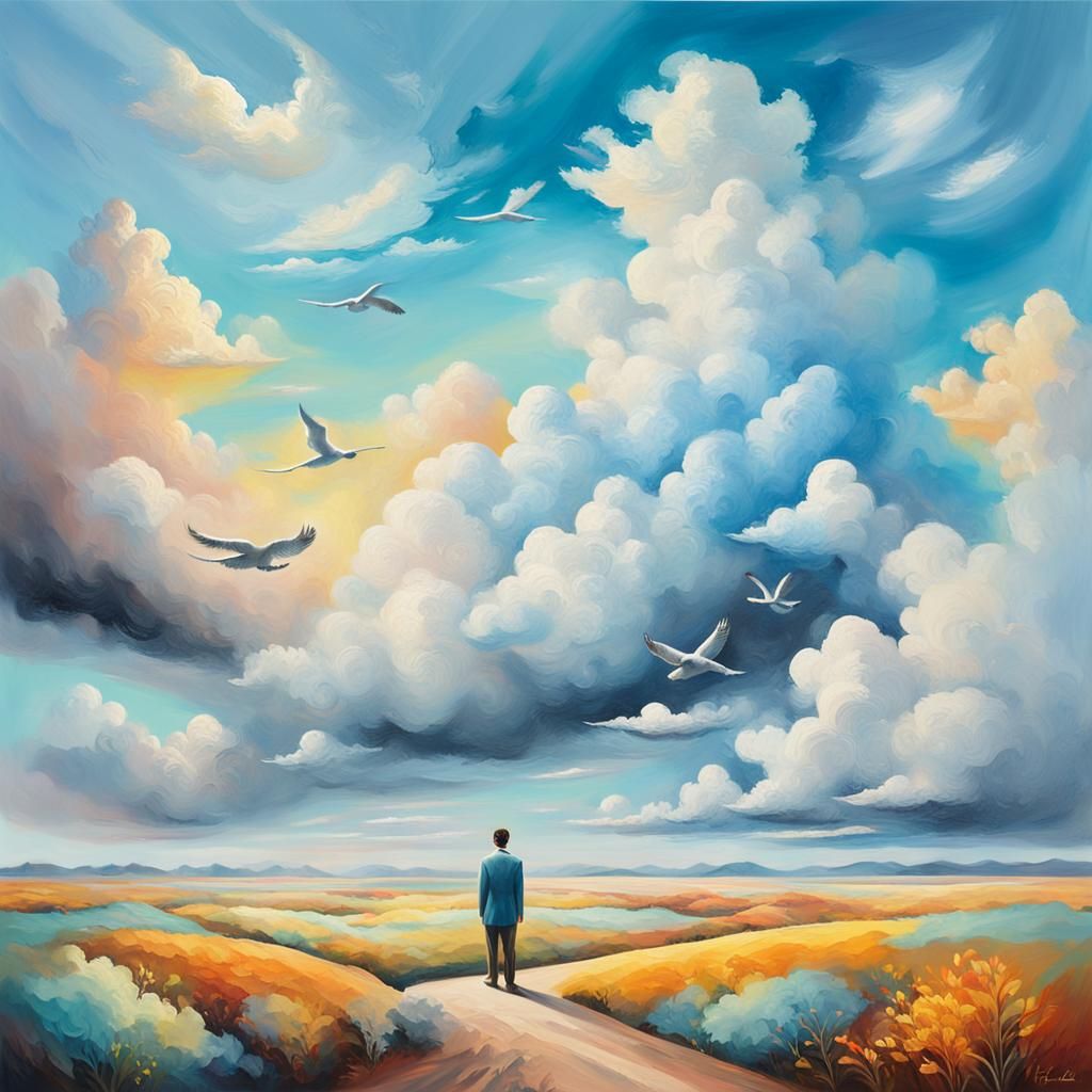 Serene Landscape with Impressionist Influences as Oil Painti...