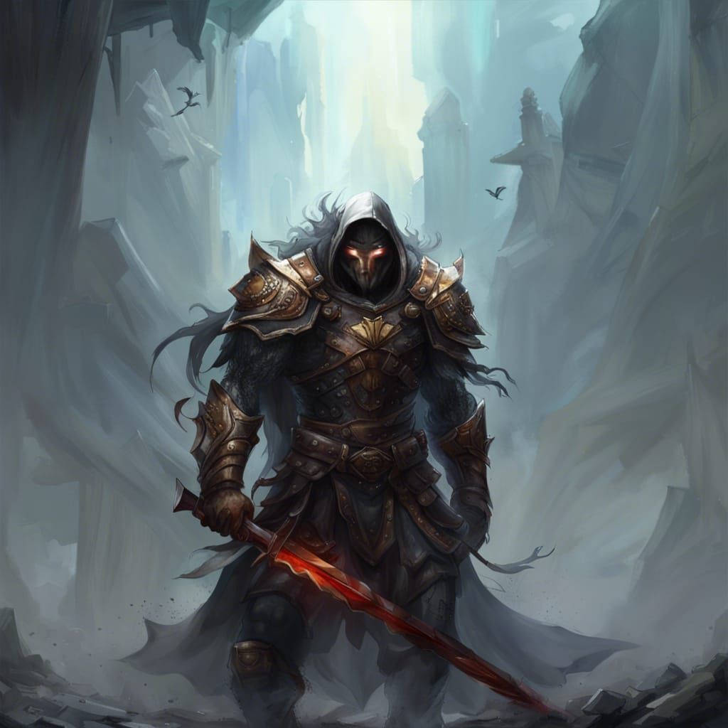 Armored Knight with Skull Mask in Dark Fantasy Style