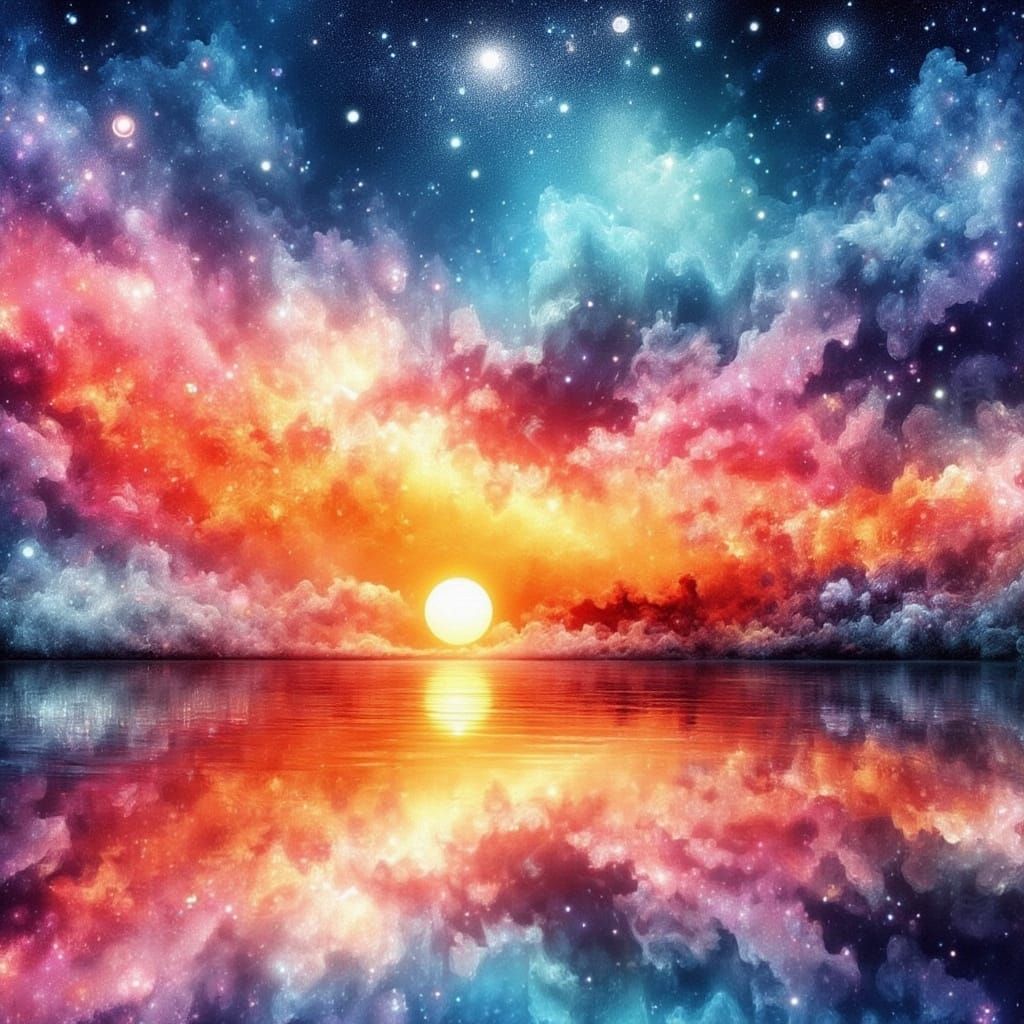 Vibrant Sunset in Urban Sky, Inspired by Kaoru Yamada's Drea...