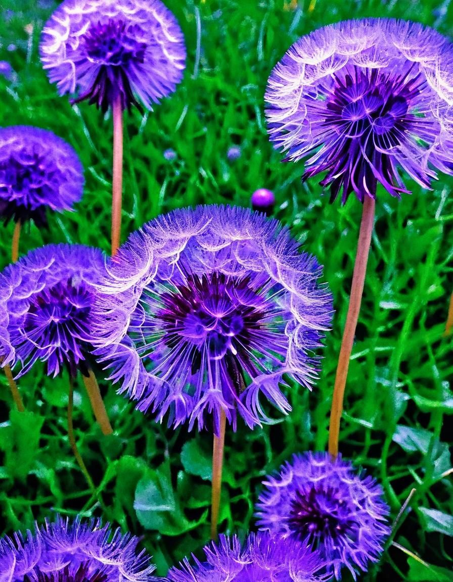Purple Dandelions Close Up