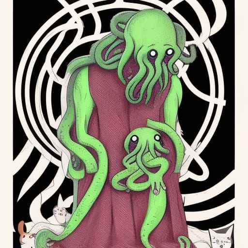 crayon colored image of Cthulhu