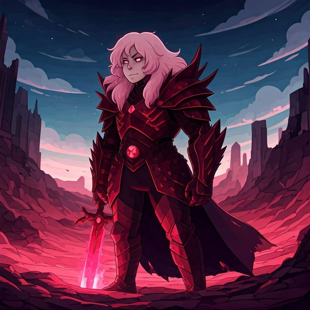 Demonic Warrior in Ruins: Dark Fantasy Illustration