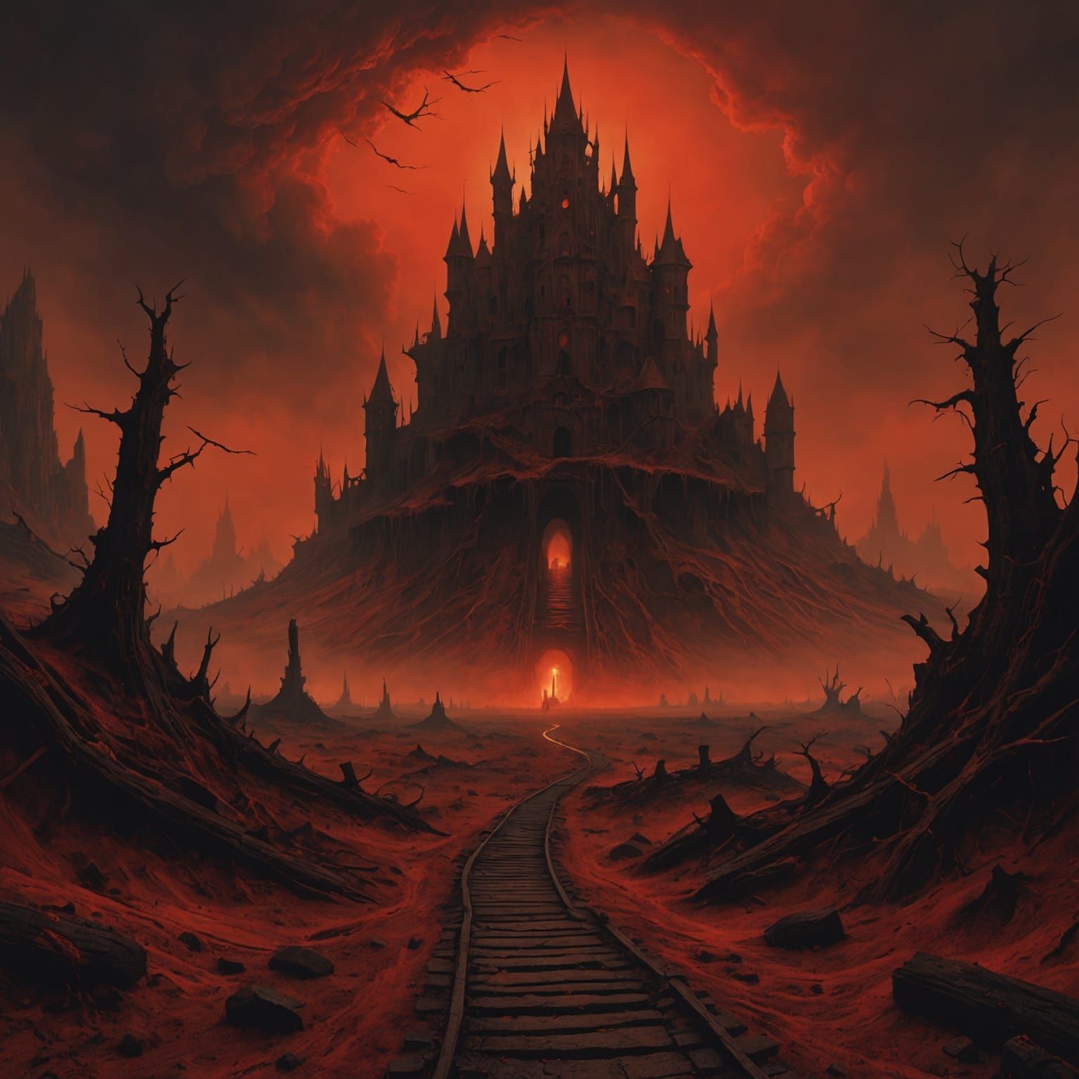 Surreal Nightmare Landscape in Beksiński Style