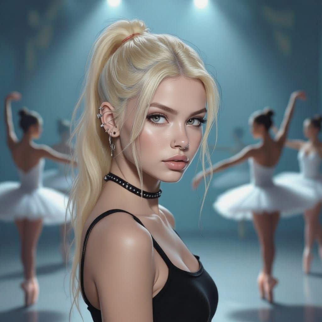 Rebellious Teen Ballet Portrait in Chiaroscuro Style