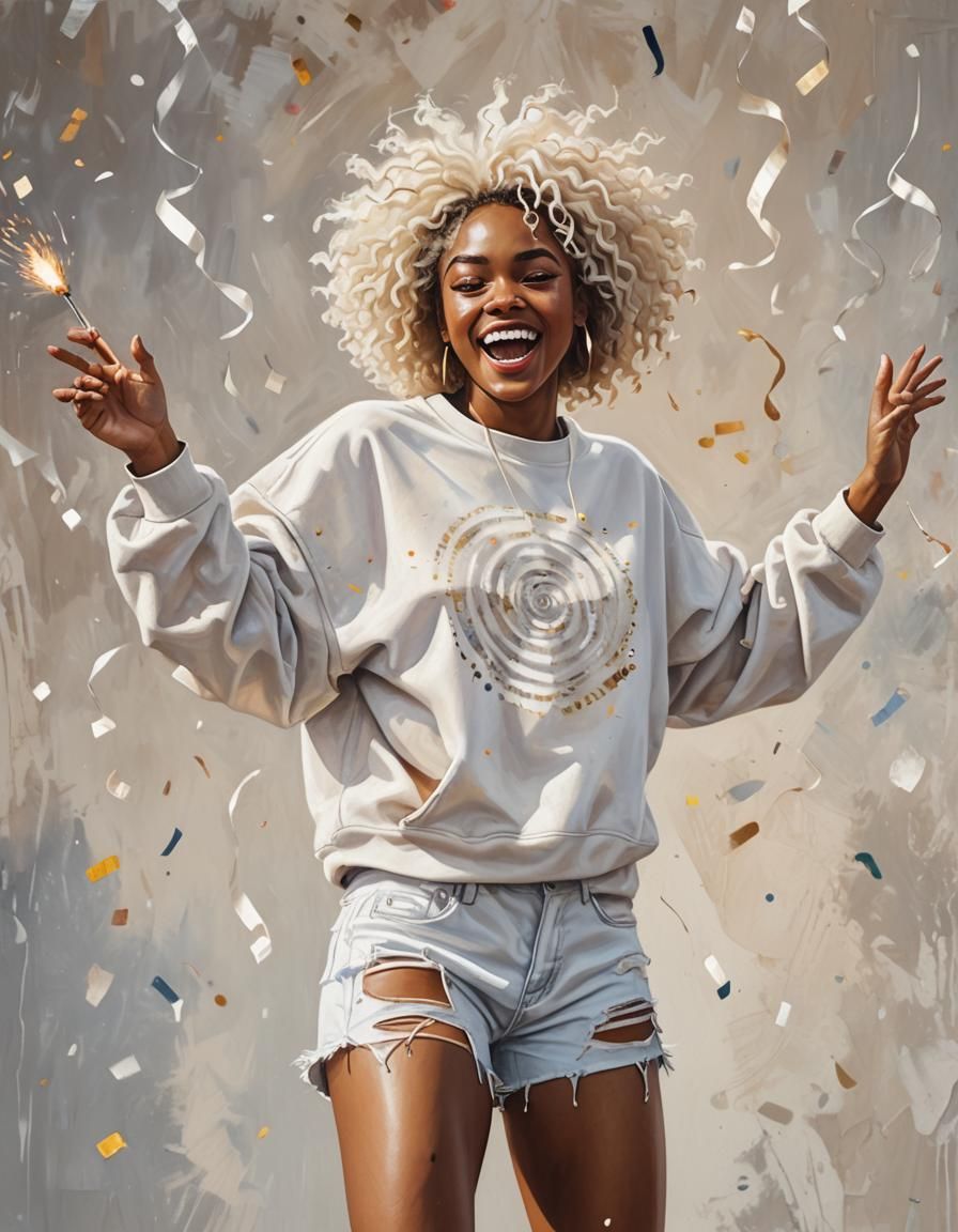 African Woman's Birthday: Hyperrealistic Acrylic Oil Paintin...