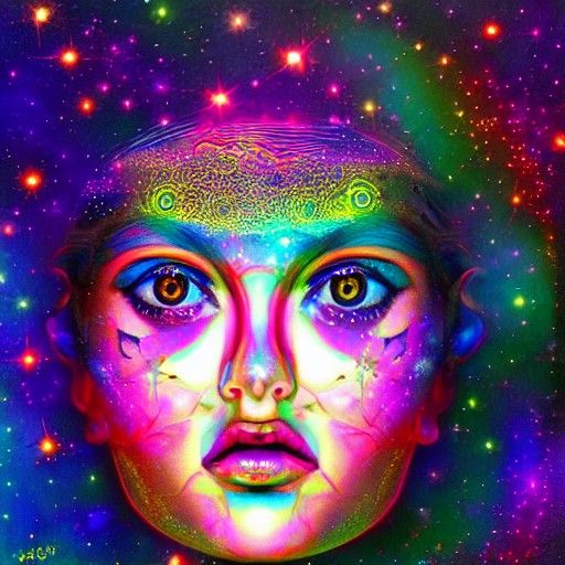 Holographic Cosmic Eyes Illustration