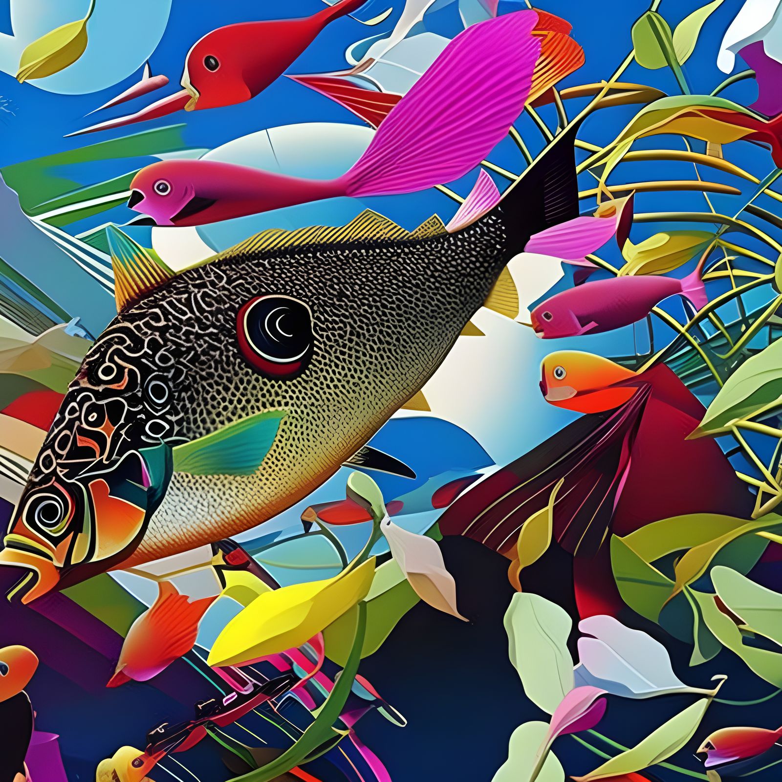 Intricate Hyperreal Fish in Cosmic Light