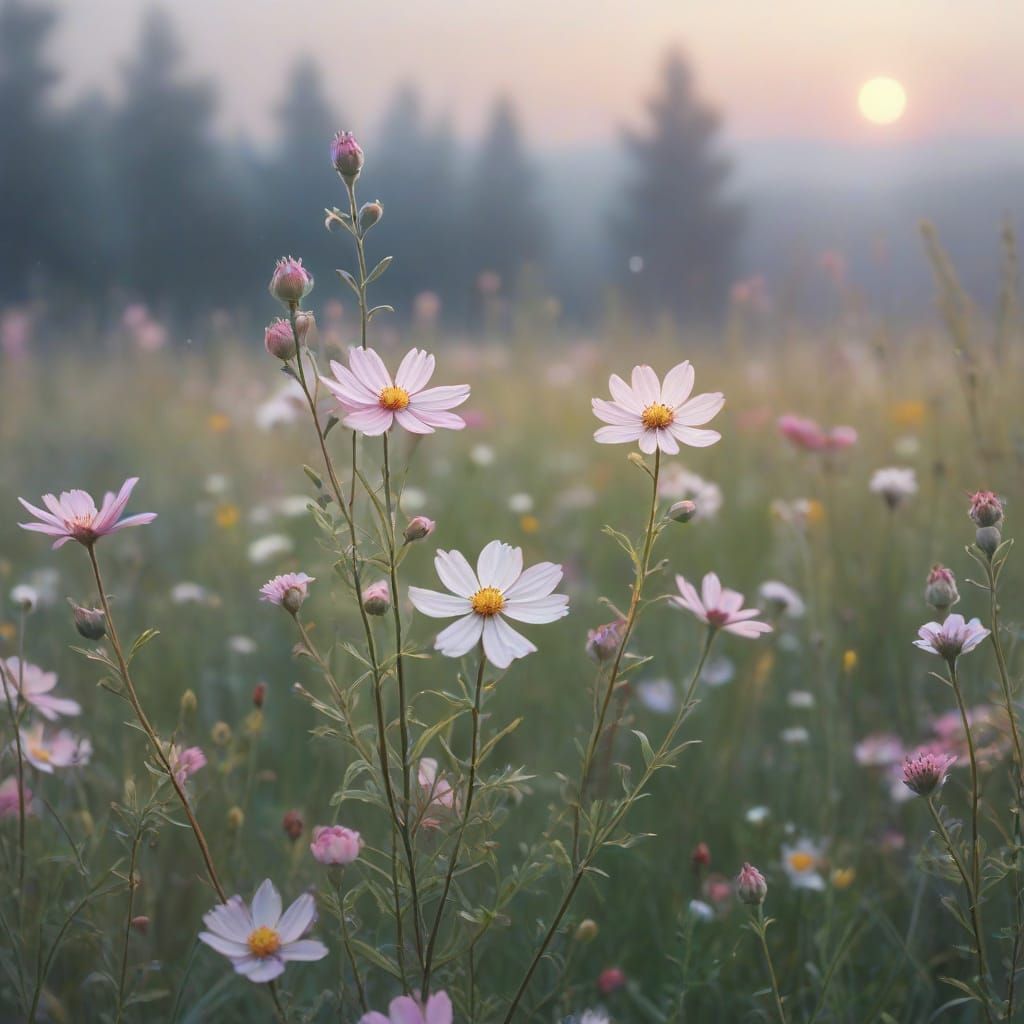 Dreamy Wildflowers Bloom in Lunar Watercolor Style