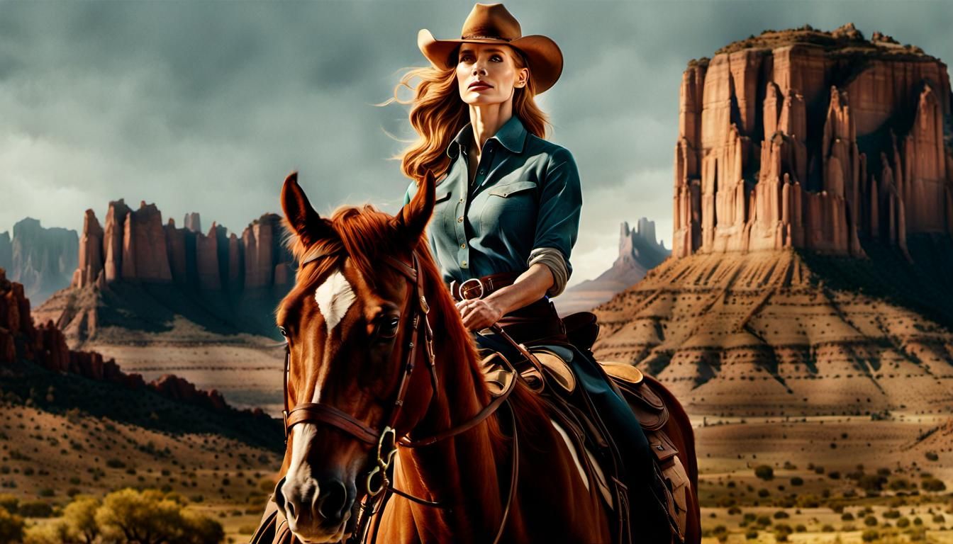 Jessica Chastain Rides in Big Bend Country