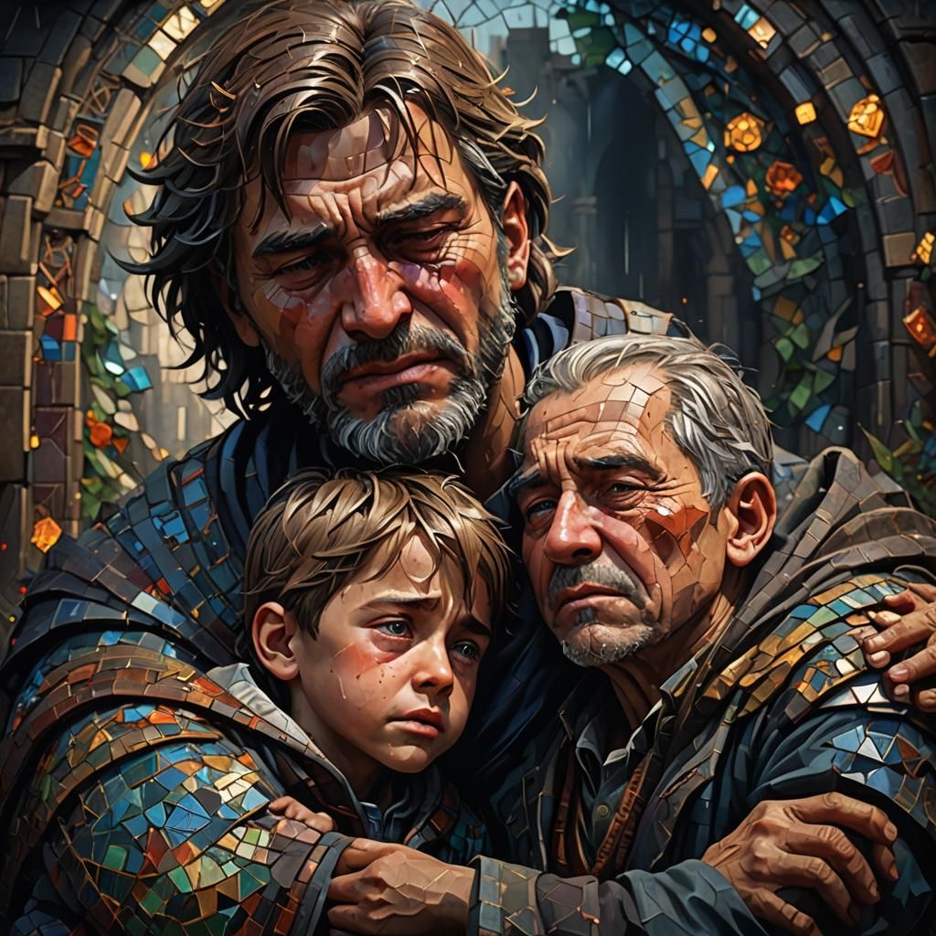 Father and Child Reconciliation in Mosaic Style