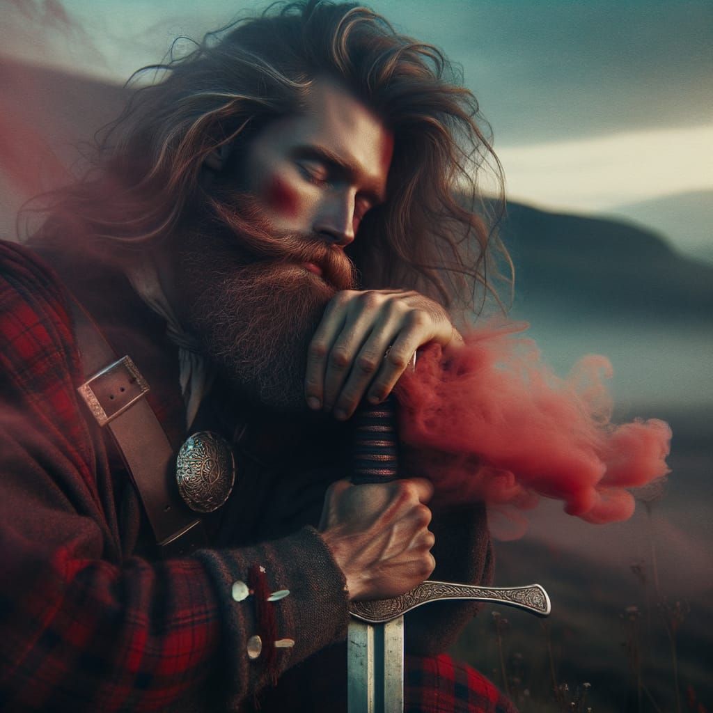 Scottish Highland Warrior in Ethereal Resilience