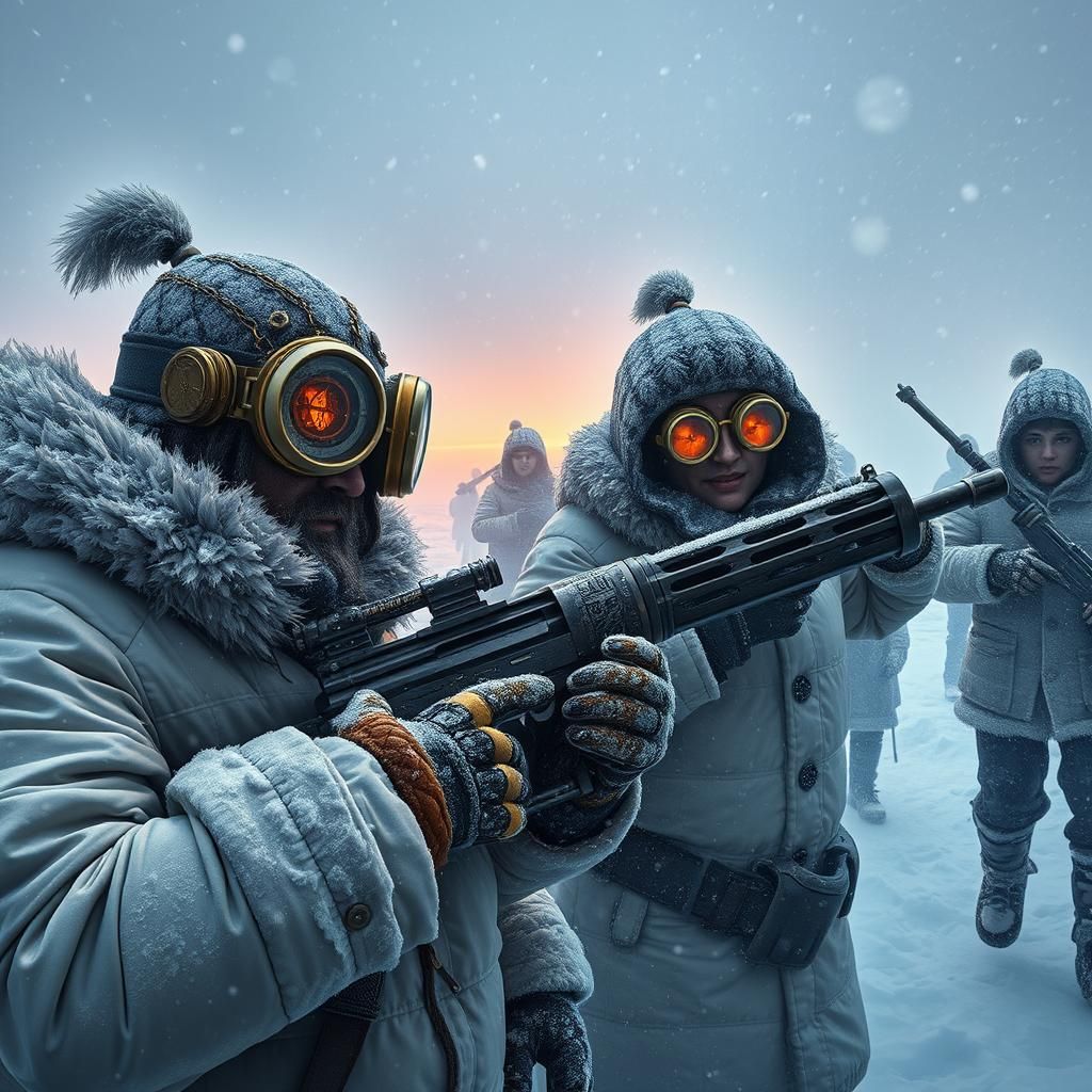 Icy Tundra Snowstorm in Steampunk Style