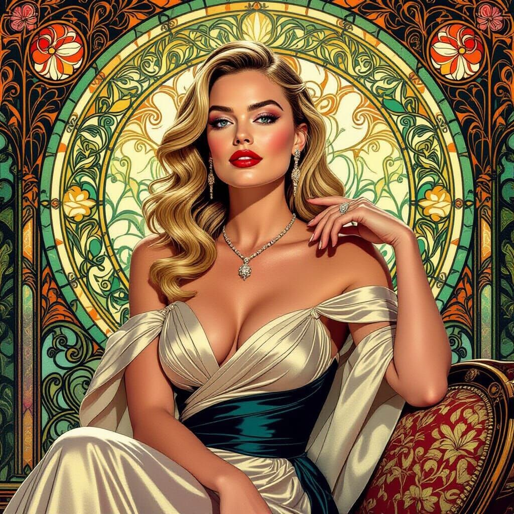Margot Robbie in Art Nouveau and Modern Style