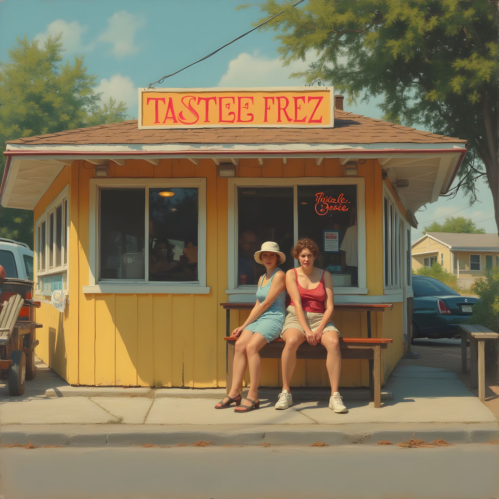 Nostalgic Americana Scene Outside Tastee Freez