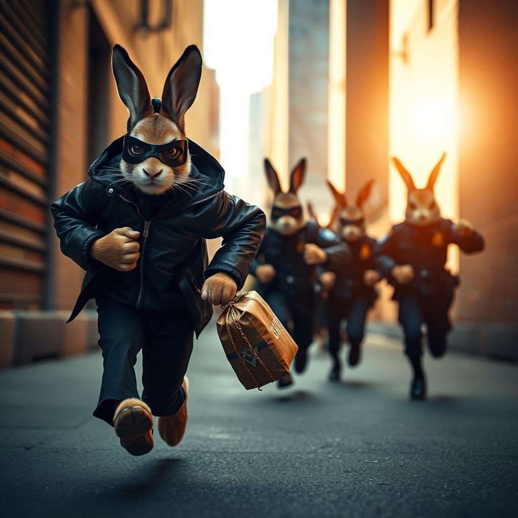Bunny robbers being chased by Bunny cops