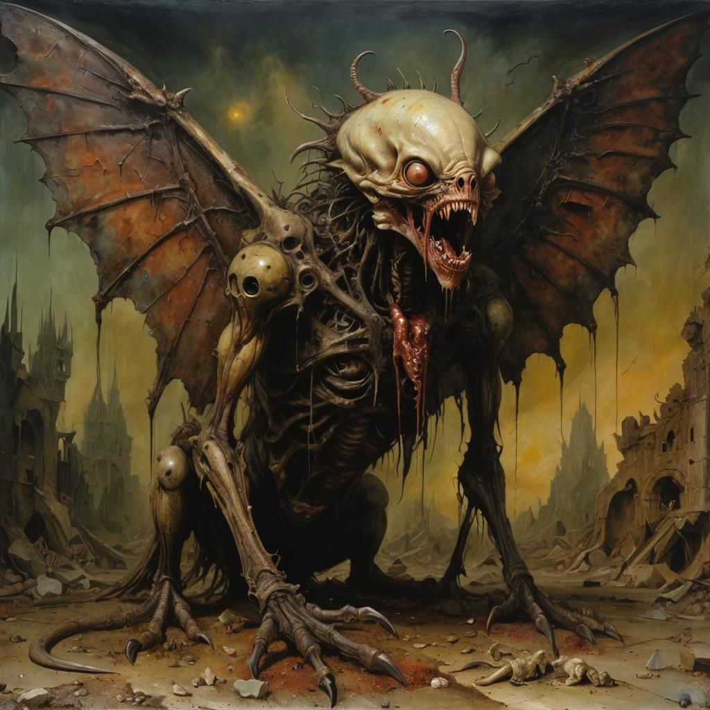 Surreal Alien Beast of Apocalypse in Grisly Decay