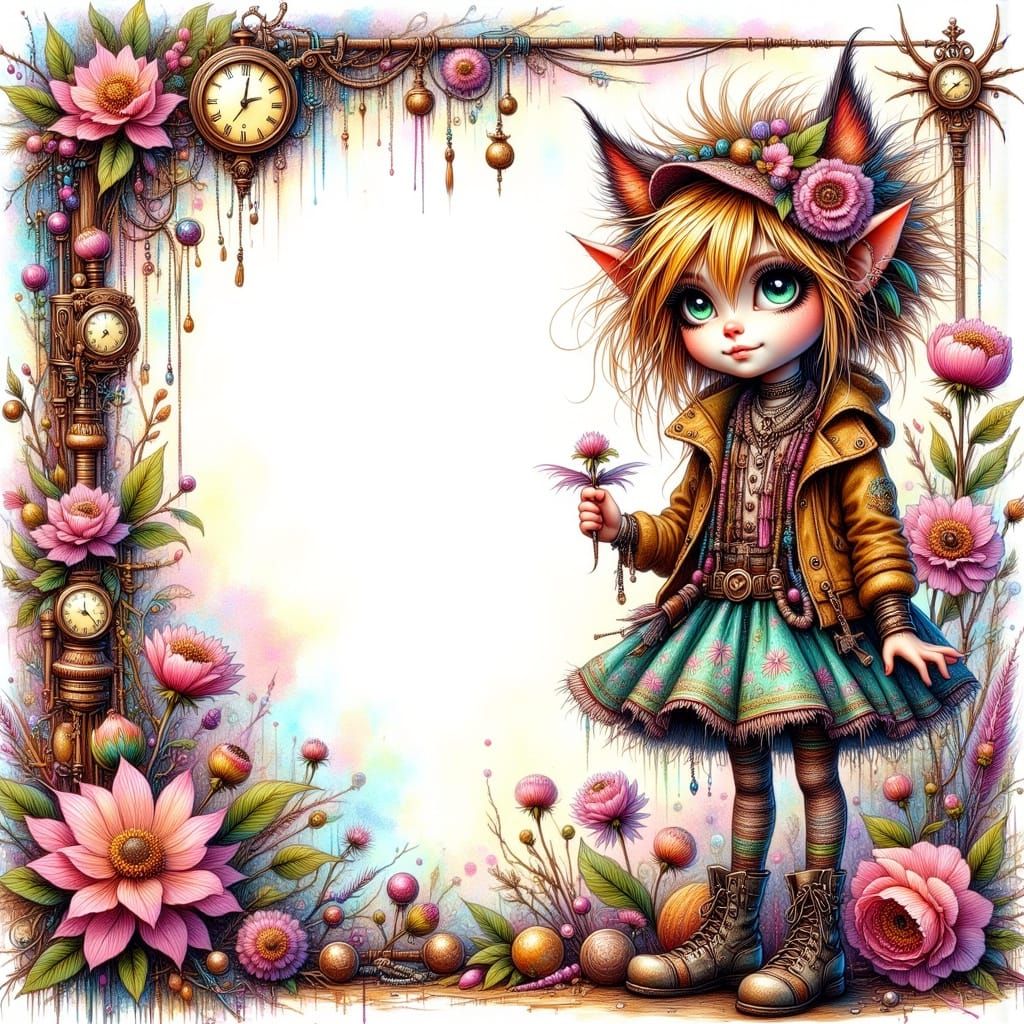 Whimsical Fairy Punk Scrapbook Page in Digital Art Style