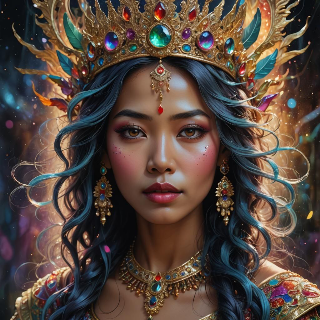 Mystical Indonesian Goddess Portrait in Hyperrealism