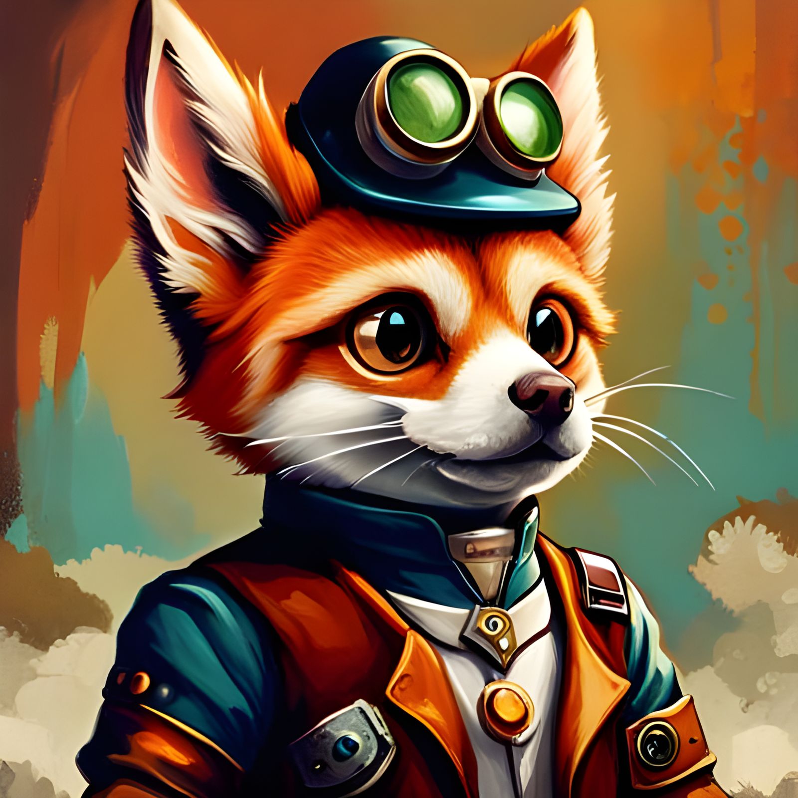 Psychedelic Steampunk Star Fox Oil Painting