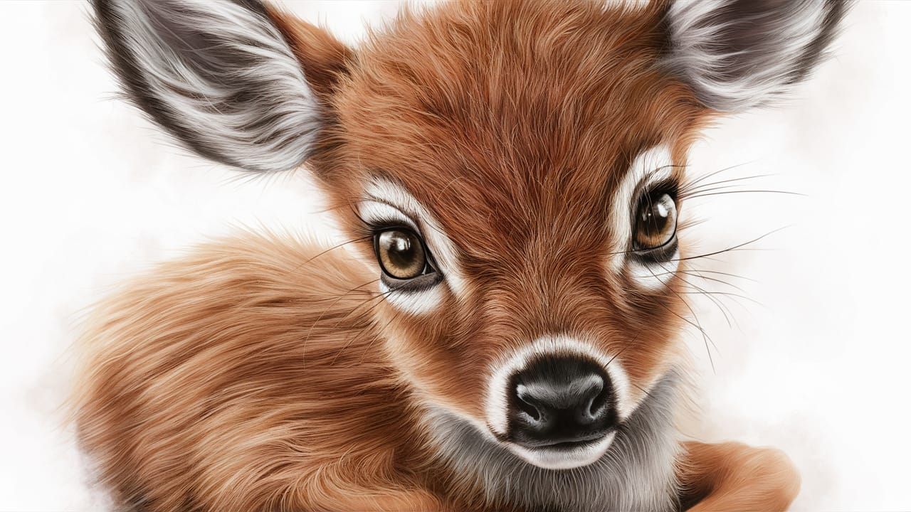 Realistic Close-Up of a Young Deer with Doe Eyes