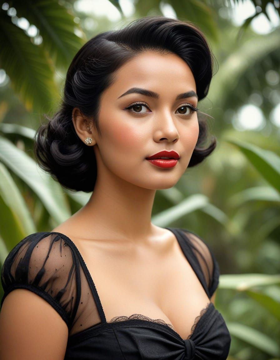 Exotic Indonesian Beauty Blows Kisses in Tropical Paradise