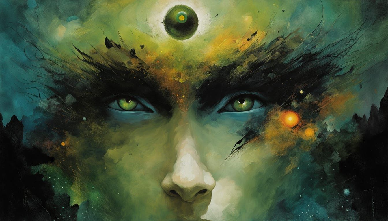 Abstract Cosmic Being in Oil Painting