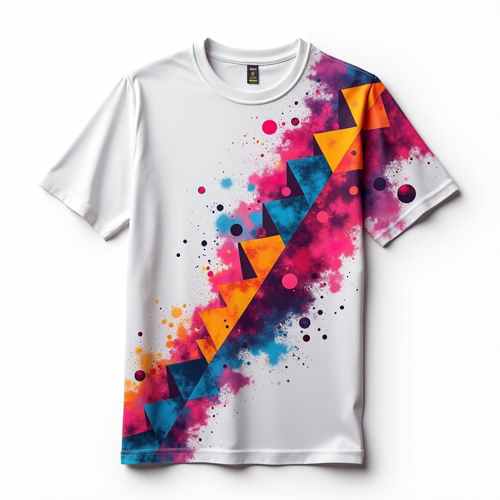Geometric Wave T-Shirt Design in Digital Art Style